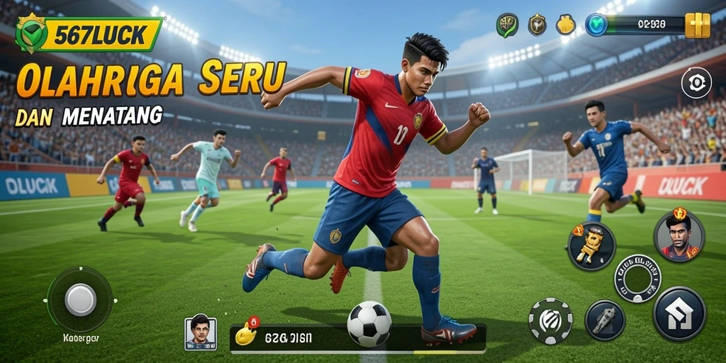 Screenshot utama 567LUCK menampilkan aksi seru dalam permainan olahraga.