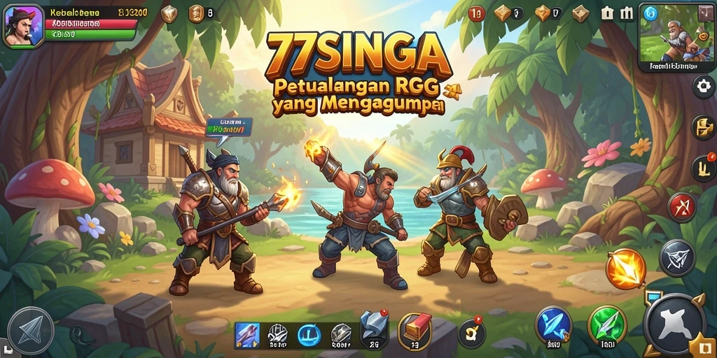 Tampilan gameplay menarik di <strong>77SINGA</strong> dengan karakter yang beraksi.