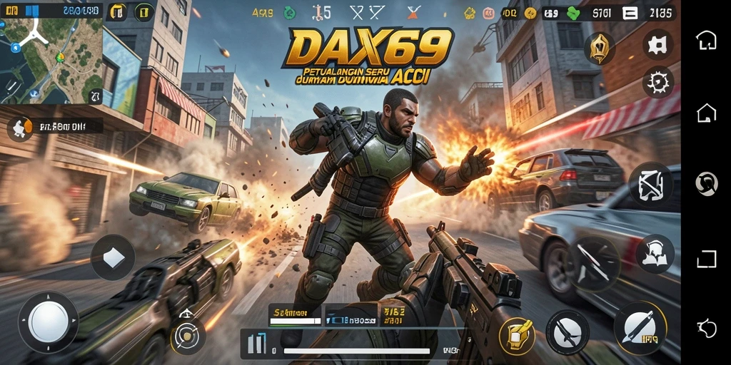 Screenshot DAX69 menampilkan aksi pertempuran yang intens dan mendebarkan.