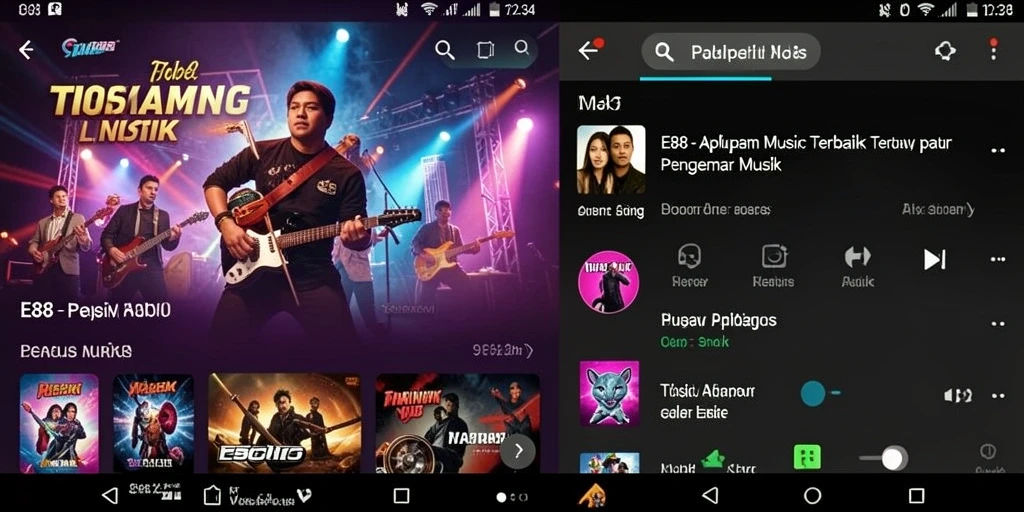 Gameplay E88 menampilkan berbagai genre musik dengan playlist menarik.