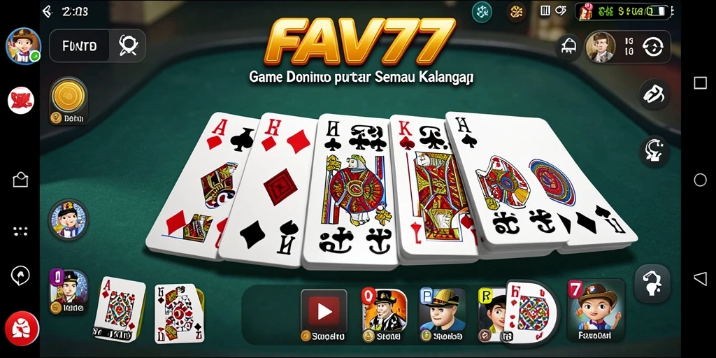 Tampilan gameplay FAV77 yang menampilkan pertandingan Domino yang mengasyikkan.