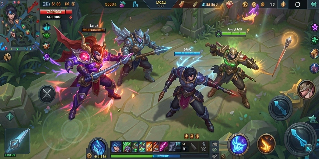 Screenshot GACOR668 menunjukkan pertempuran epik di arena MOBA yang penuh aksi.