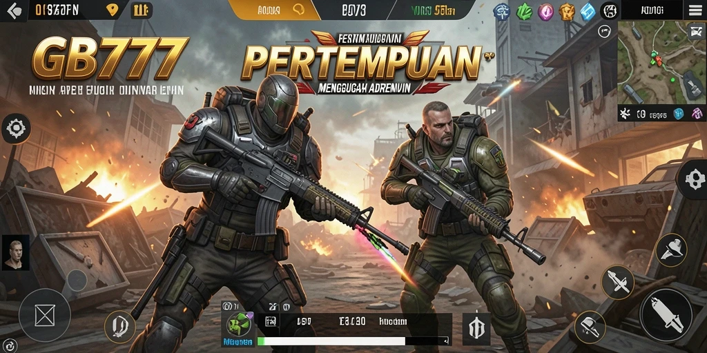 Screenshot gameplay GB777 menampilkan aksi seru dalam pertempuran FPS.