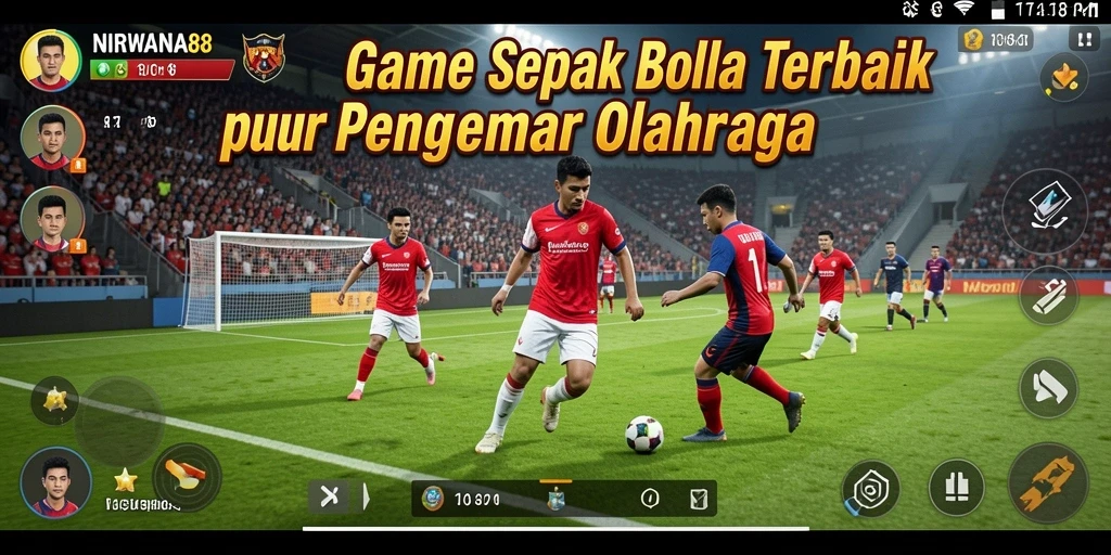Screenshot gameplay NIRWANA88 yang mendebarkan dalam aksi sepak bola.
