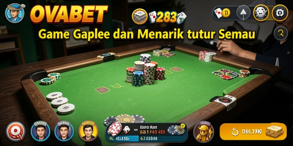 Screenshot utama gameplay OVABET menampilkan suasana seru bermain Gaple.