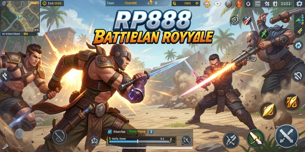 Tampilan aksi mendebarkan dalam gameplay Battle Royale RP888.