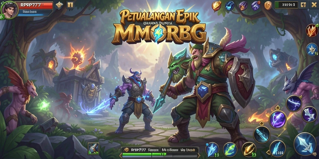 Screenshot permainan RPRP777 menampilkan pertempuran seru dalam dunia MMORPG.