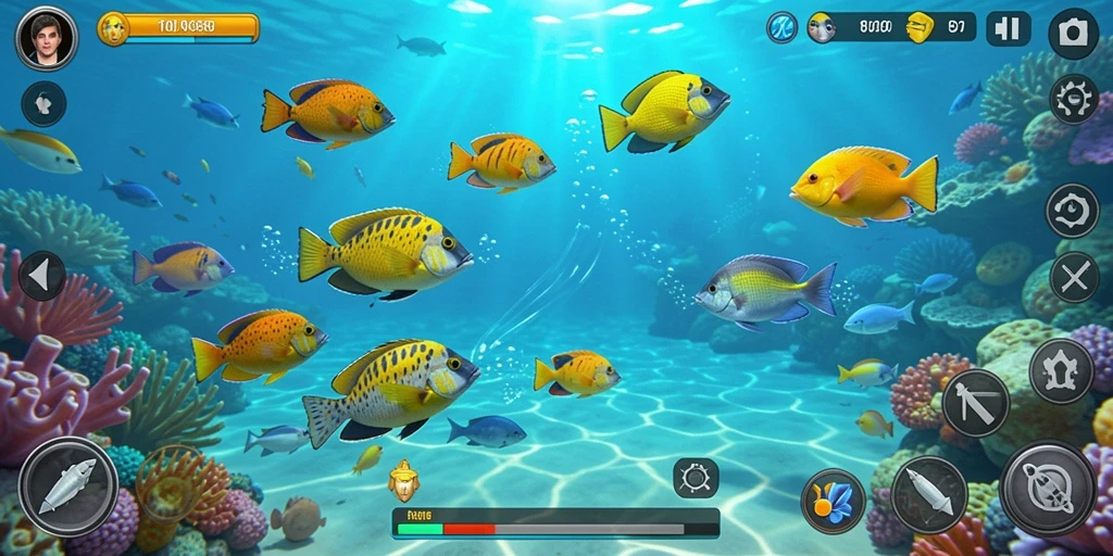 Tangkapan layar gameplay RR89 yang menampilkan aksi tembak ikan yang seru.