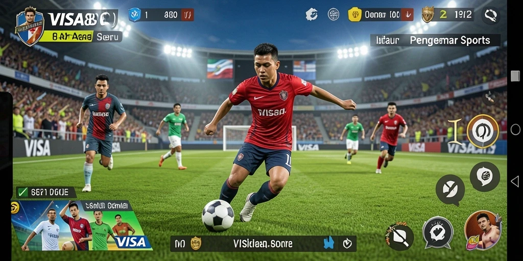Screenshot utama menampilkan aksi seru dalam permainan olahraga.